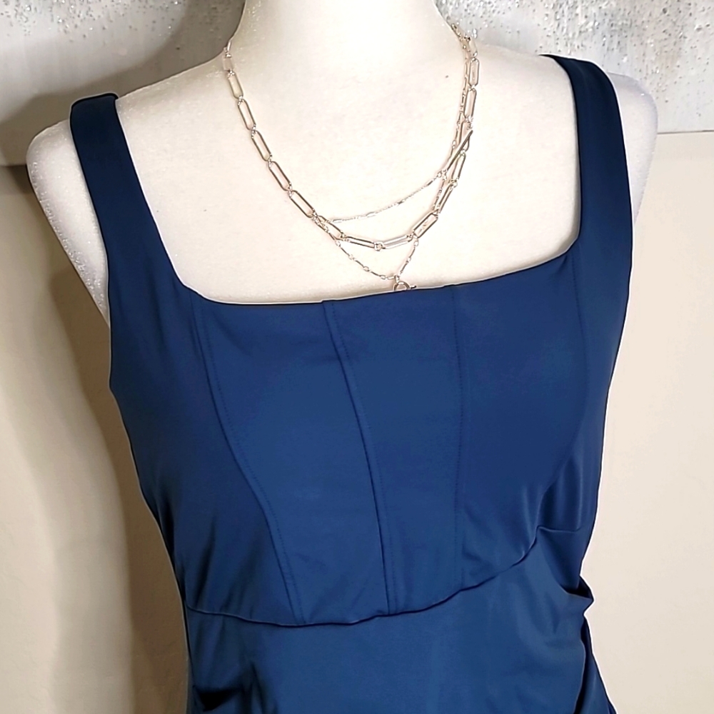 **SOLD** NEW Halara Square Neck Bodycon Majolica Blue Dress - Picture 4 of 5